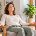 Žena pri relaxácii a vedomom uvoľnení